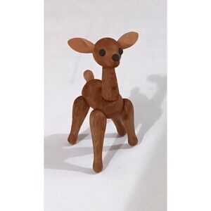 Vintage Zoo Line Match Box Wooden Articulated Deer Figure Wood Animal Japan